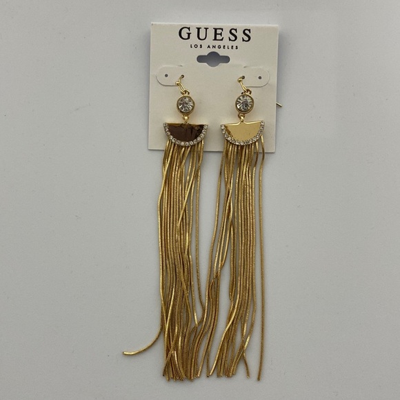 Guess Jewelry - Guess Gold Tone Drop Chain Tassel earrings